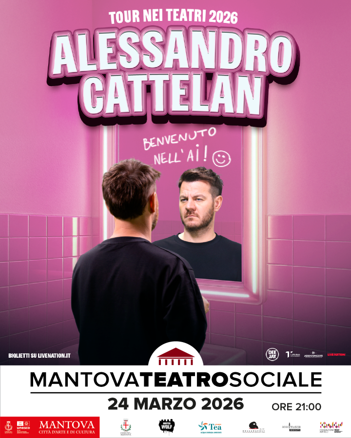 Featured image for “Il nuovo spettacolo di Alessandro Cattelan “Benvenuto nell’AI!” arriverà al Teatro Sociale di Mantova il 24 marzo 2026”